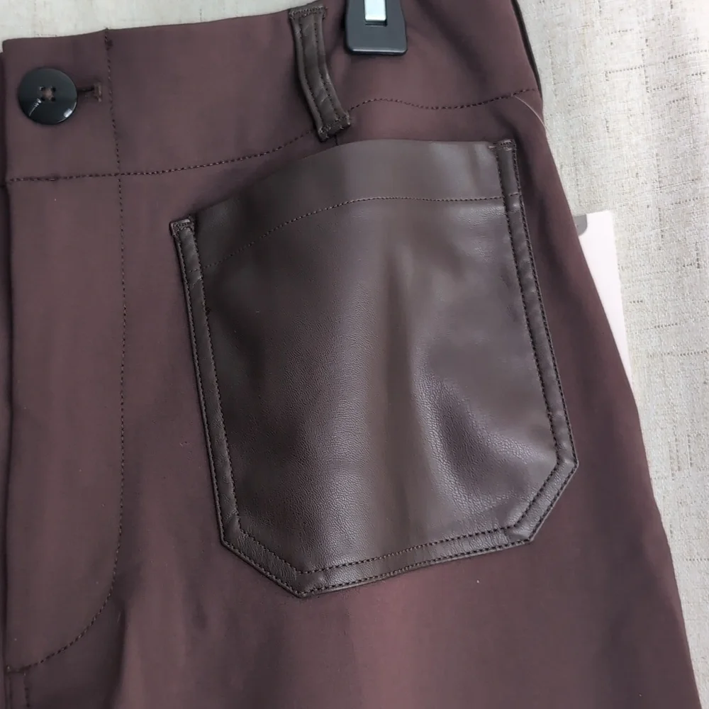 Maeve The Colette Cropped Wide Leg Faux Leather Pocket Pants NWT Size 32 - Picture 4 of 7